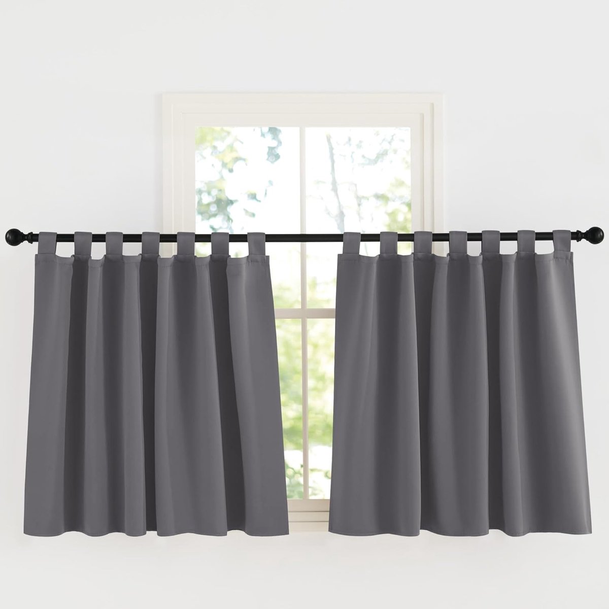 Gordijnen Kant en Klaar, Verduisterende Gordijnen, Warmte- en Koude-Isolerende Thermische, Geschikt voor Woonkamer, Slaapkamer met Lussen,140B x 90H cm (2 Panelen),Grijs