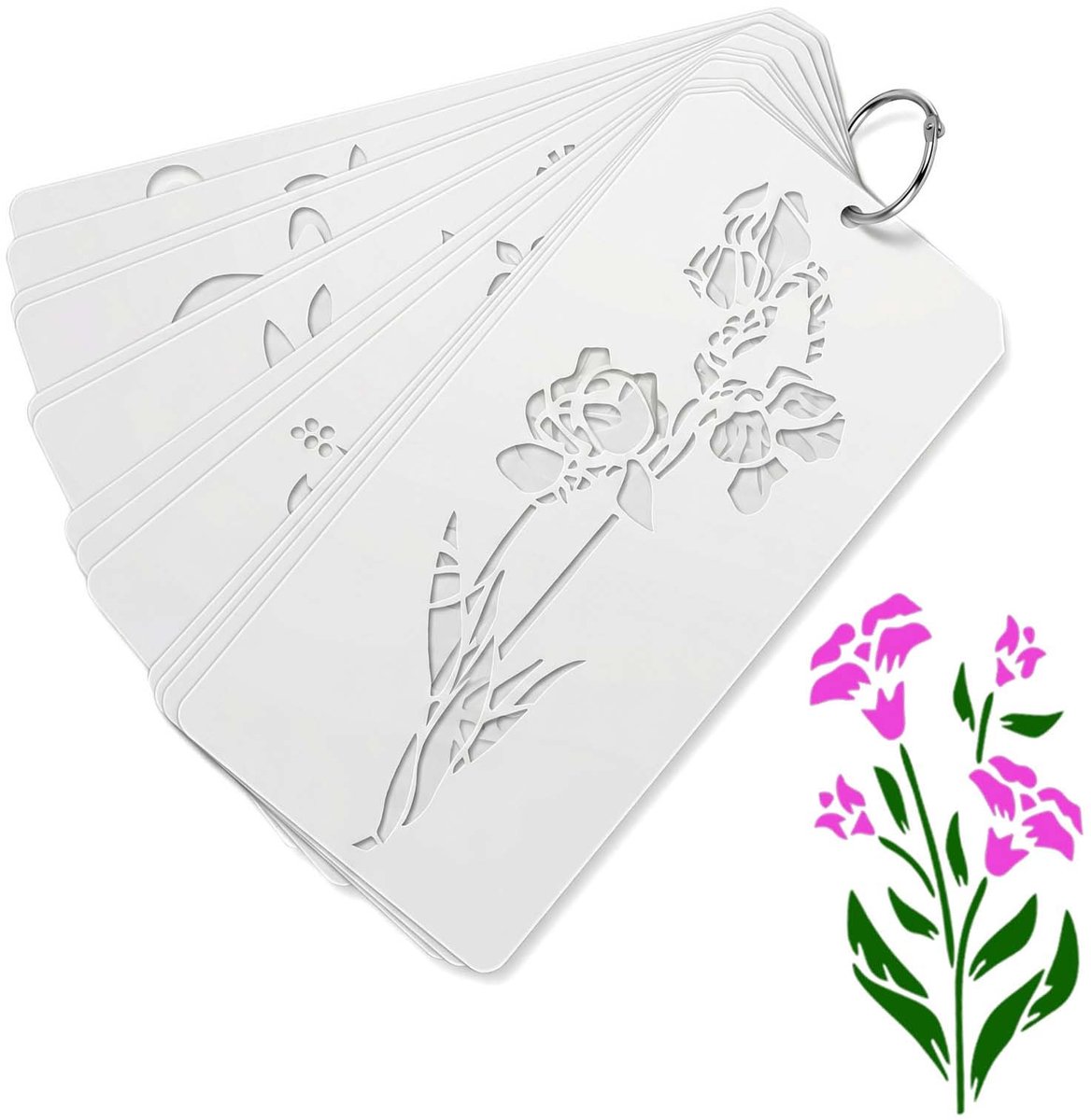 14 stuks, 22 x 10,5 cm, doe-het-zelf sjablonen, textieldesign, wandontwerp met bloemenontwerpen, herbruikbare schildersjablonen voor hout, stof, meubels, scrapbooking