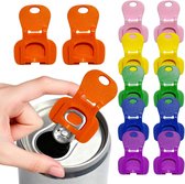 Blikopener - 12 Stuks - Can Opener - Blikjesopener - Blikjes Sluiter - Drinkblik Opener - Drinkblik Opener - Can Lock - Voor feestjes, barbecues en op reis - Rankblikjes Afsluiter - Frisdrankblikje - Blikopener Gereedschap - 6 Kleuren