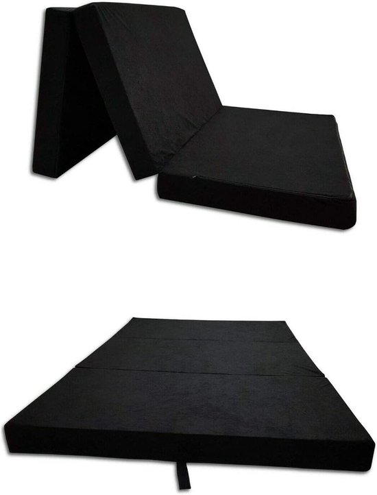 Opvouwbare Matras - Gastbed Mat - Logeren Buiten Huis - Oeko-Tex Gecertificeerd - 65 x 180 cm - Zwart — afbeelding 4