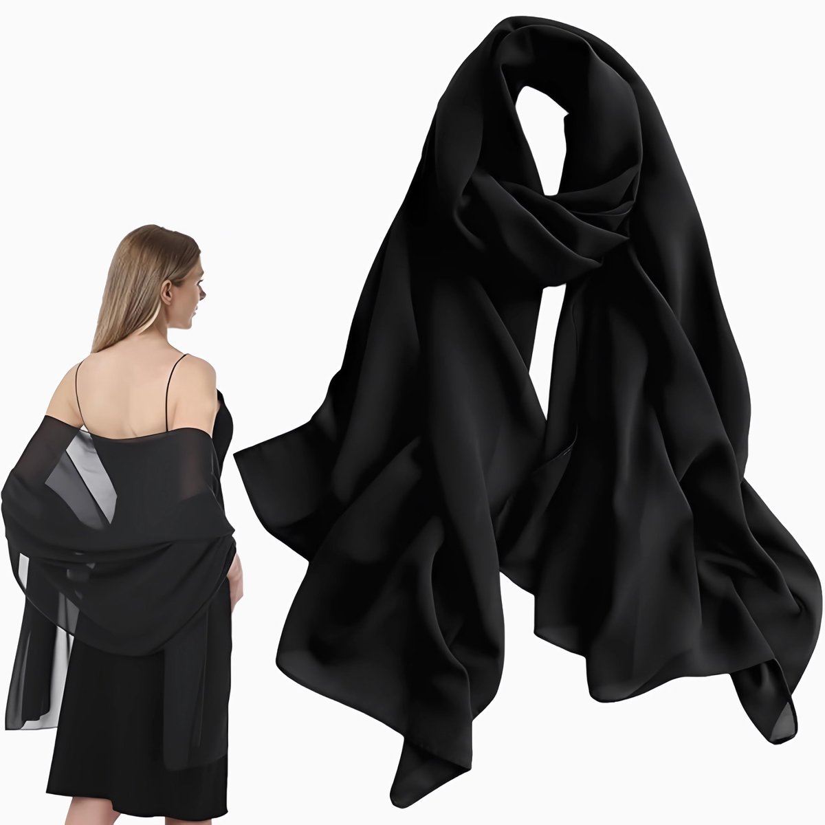 Feestelijke chiffon sjaal voor dames, voor avondjurken, bruidsjurken, zomer, bruiloft (200 x 70 cm)
