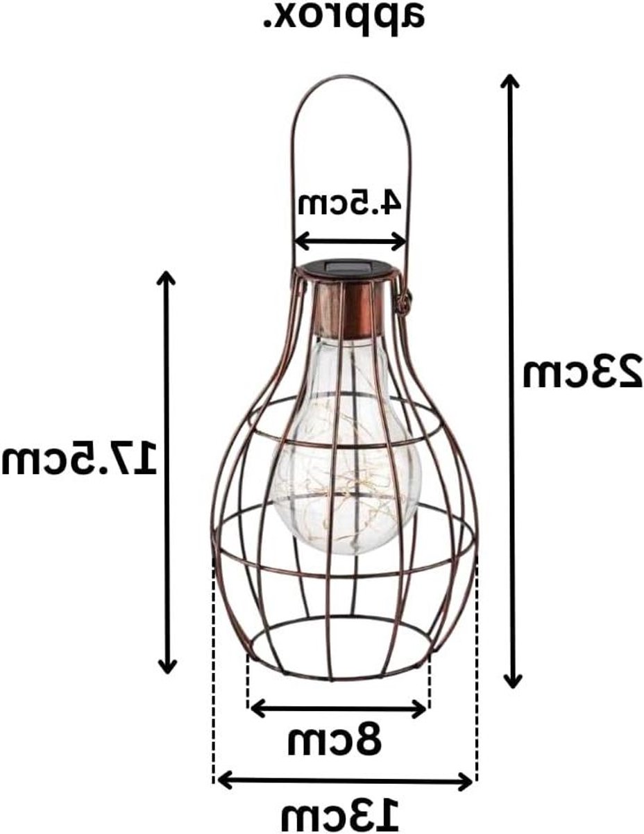 Zonne-energie Lantaarn - Vuurvlieg Lamp - Tuin Decoratie - Koperen Afwerking - 16 x 12 x 20 cm - Koper