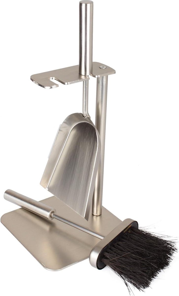 Haardbestek Set - Haardgereedschap - Haard Onderhoud - Geborsteld Roestvrij Staal - 16 x 16 x 36 cm - Zilver