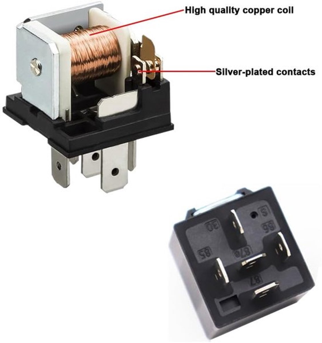 Onf3 - 5 Pin Auto Relais - 24V 40A - Metalen Montagebeugel - Zwart