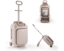 Kinderkraft CABBY - Kinderkoffer - Zitkoffer 2-in-1 - Met wielen en zitje - Roségoud