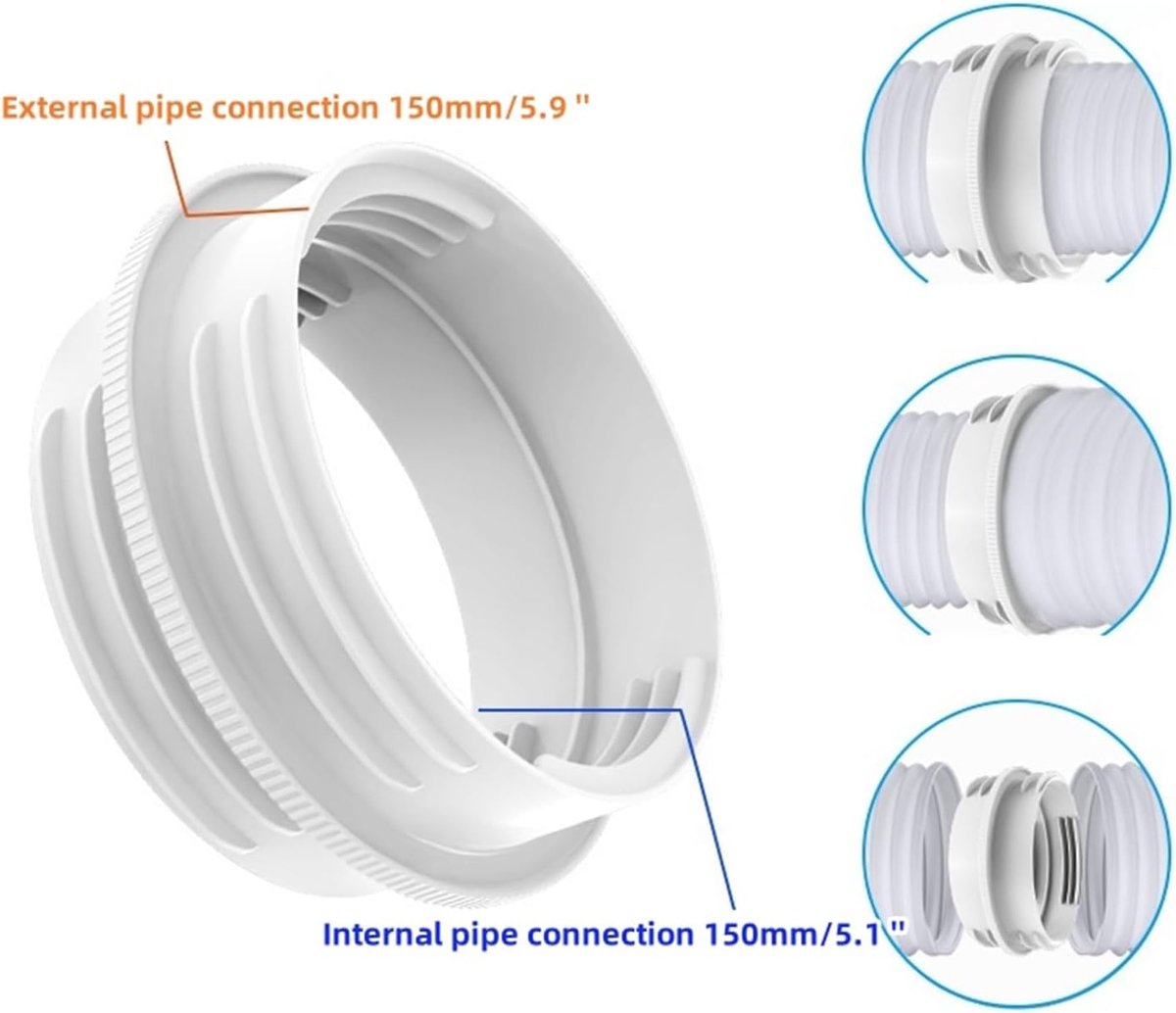 2-in-1 Koppelstuk voor Airco Afvoerslang 13-15cm | Universele Connector voor Mobiele Airco, Raam, Afzuigkap & PVC-Buis | Slangverlenging & Aansluiting | Eenvoudig te Installeren | Wit – foto 7