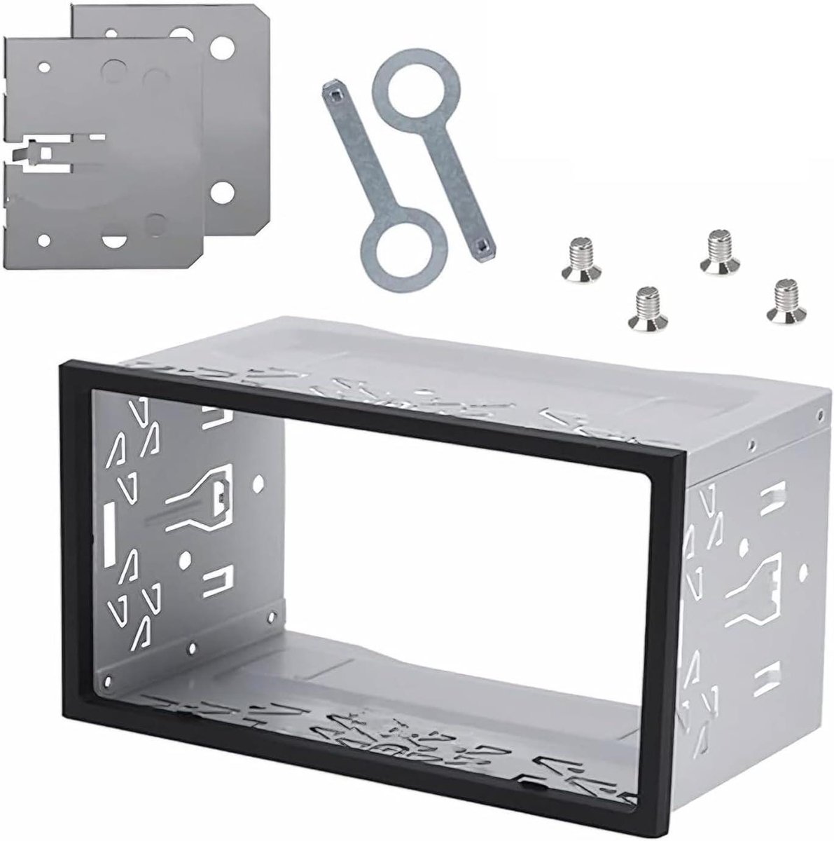 Inbouwframe Auto Radio - Montageframe Dubbel DIN - Autoradio Installeren - Robuuste Metalen Constructie - Dubbel DIN 180x100mm - Zilver
