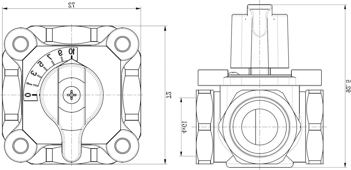 4-weg Mengkraan - Verwarmingssysteem Mixer - Efficiënte Temperatuurregeling - Messing Constructie - 1 Zoll - Zilver