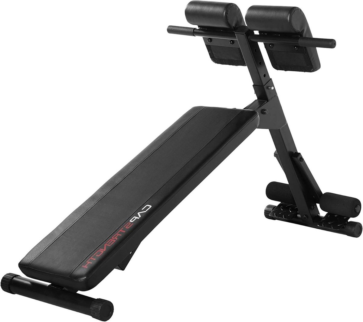 Hyperextensie Bank - Abdominal Trainer - Kracht Training - 4 Trainingsstations - 130 x 69 x 83 cm - Zwart