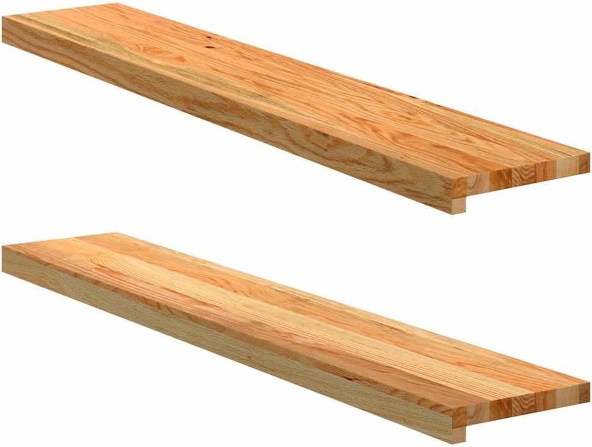 Houten Vensterbanken - Raambelegging Hout - Decoratieve Afwerking - Massief Eikenhout - 110x20x2 cm - Lichtbruin
