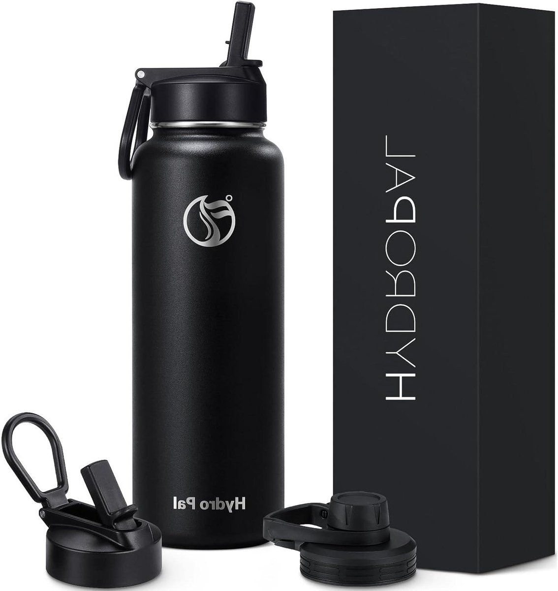 Roestvrijstalen Waterfles - Thermosfles Rietje - Dranken Koel Houden - Vaatwasserbestendig BPA-Vrij - 500 ml - Zwart