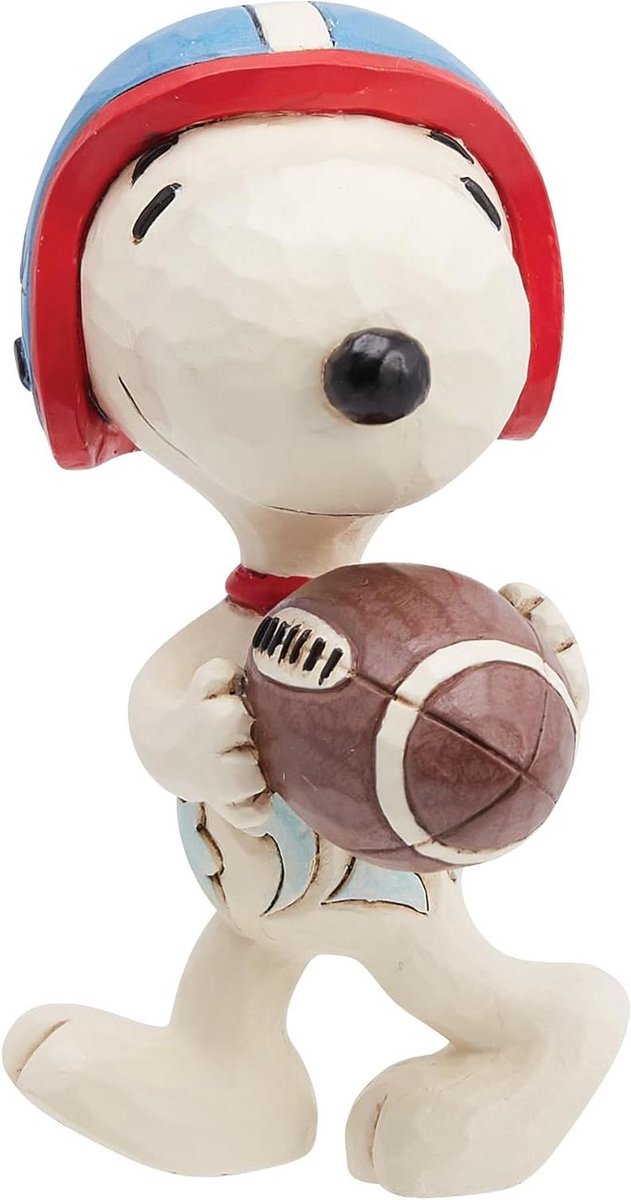 Snoopy Voetbal Beeldje - Snoopy Figuur - Decoratie Huis - Handgeschilderd Design - 8.26 cm Hoog - Multicolor
