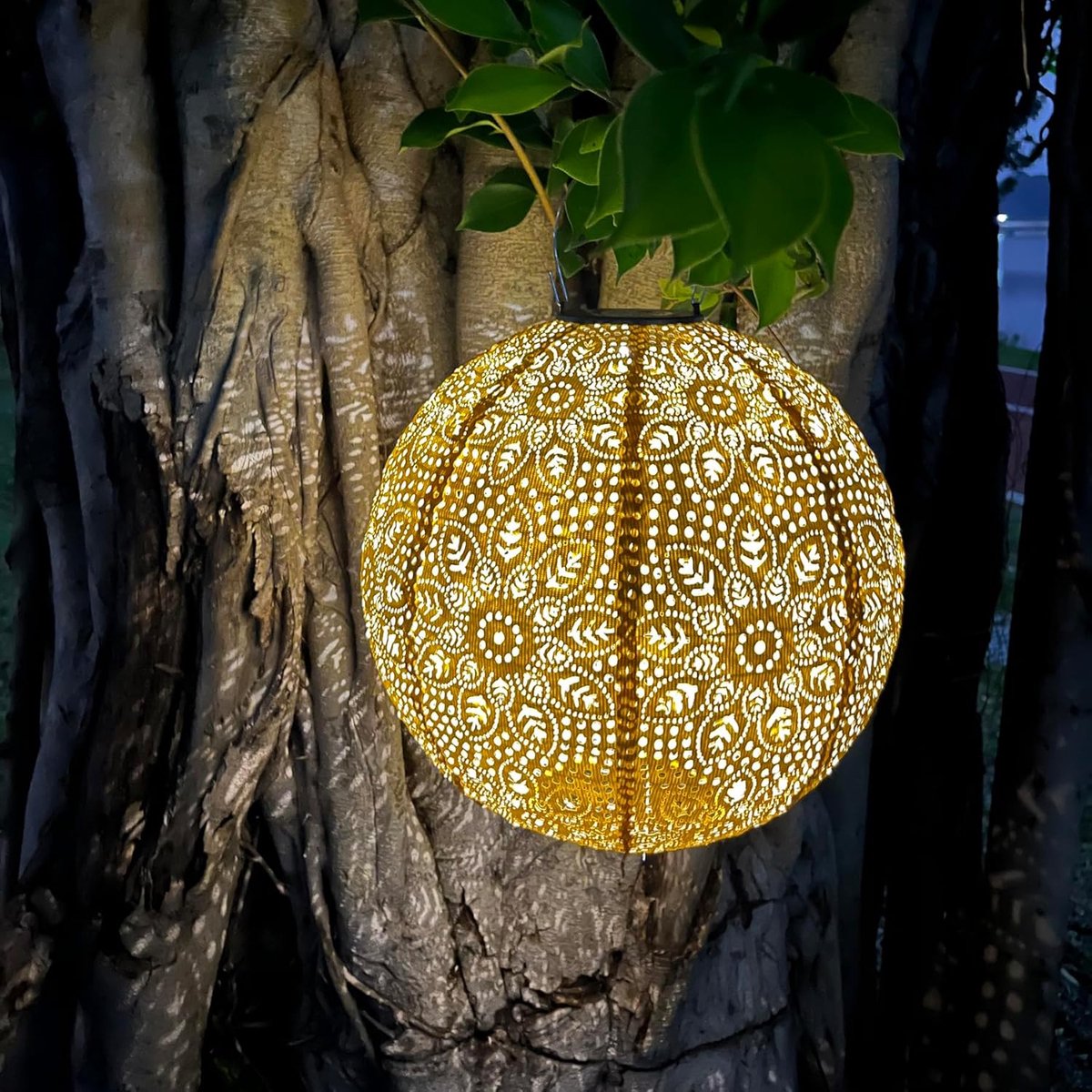 Lantaarn op zonne-energie, geel, Marokkaanse lantaarn, 30 cm, zonne-energie lampionnen, voor buiten, weerbestendig, voor tuin, erf, binnenplaats, bruiloft, Halloween, feestdecoratie