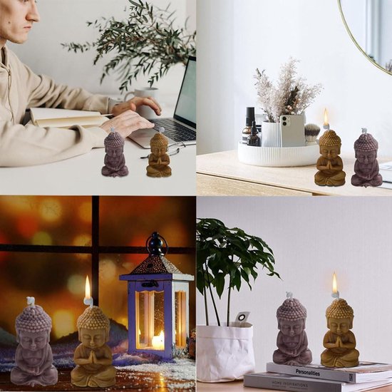 2 stuks siliconen Boeddha-vormen, 3D-boeddha-kaarsvorm, Boeddha-kaars, 3D-siliconen vorm in Boeddhavorm, voor handgemaakte zeep, kaarsen en ijs — afbeelding 4