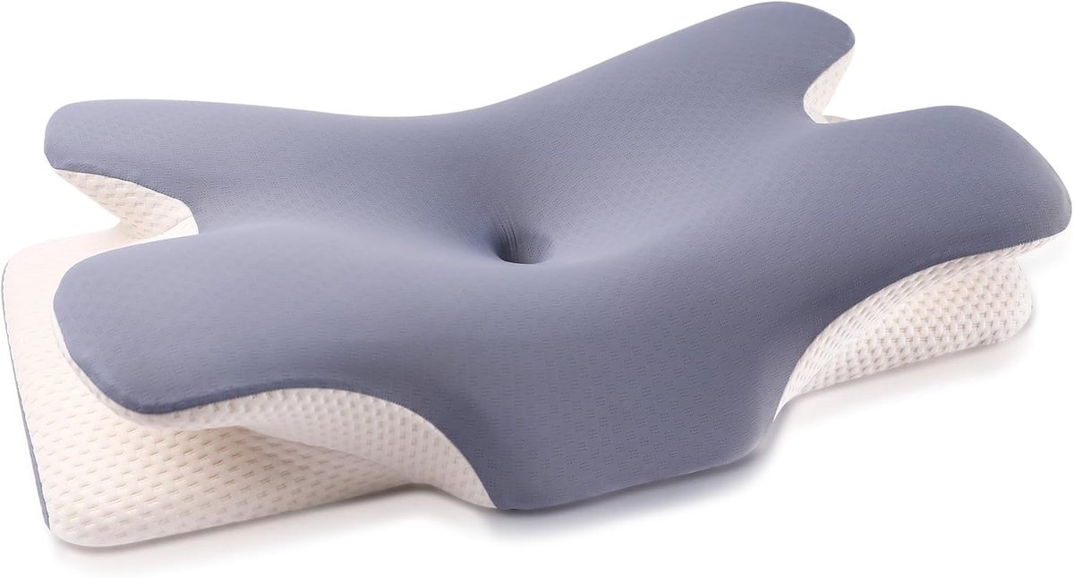 Nekkussen, Traagschuimkussen, Comfortabel Hoofdkussen, Ondersteunend Nekkussen, Ergonomisch Kussen voor Zijslapers (blauw)