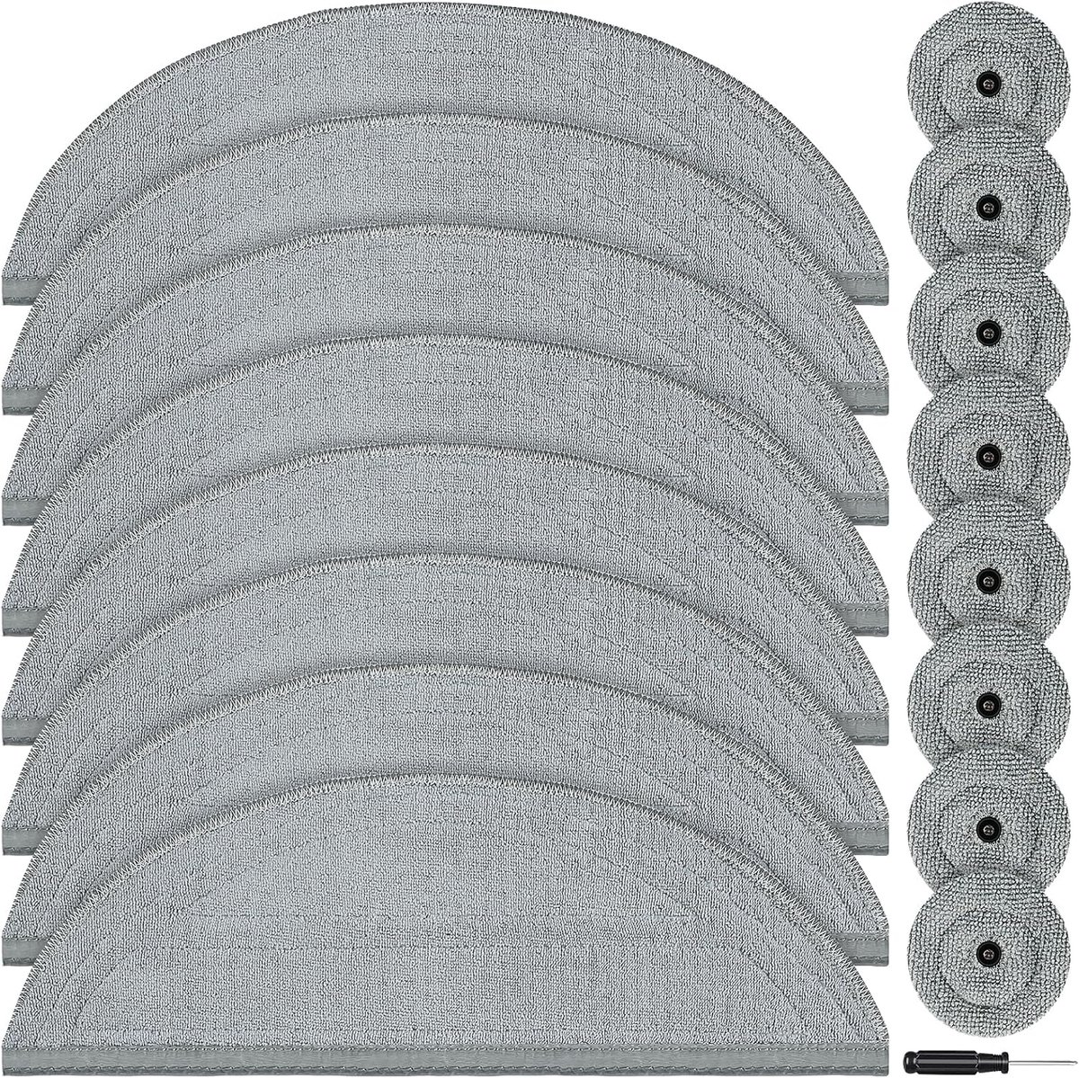 Reserveonderdelen voor Roborock Saros 10 dweilrobot, wasbare microvezel dweilpaccessoires, herbruikbare mop met 1 schroevendraaier (8 dweilpads + 8 ronde dweils)