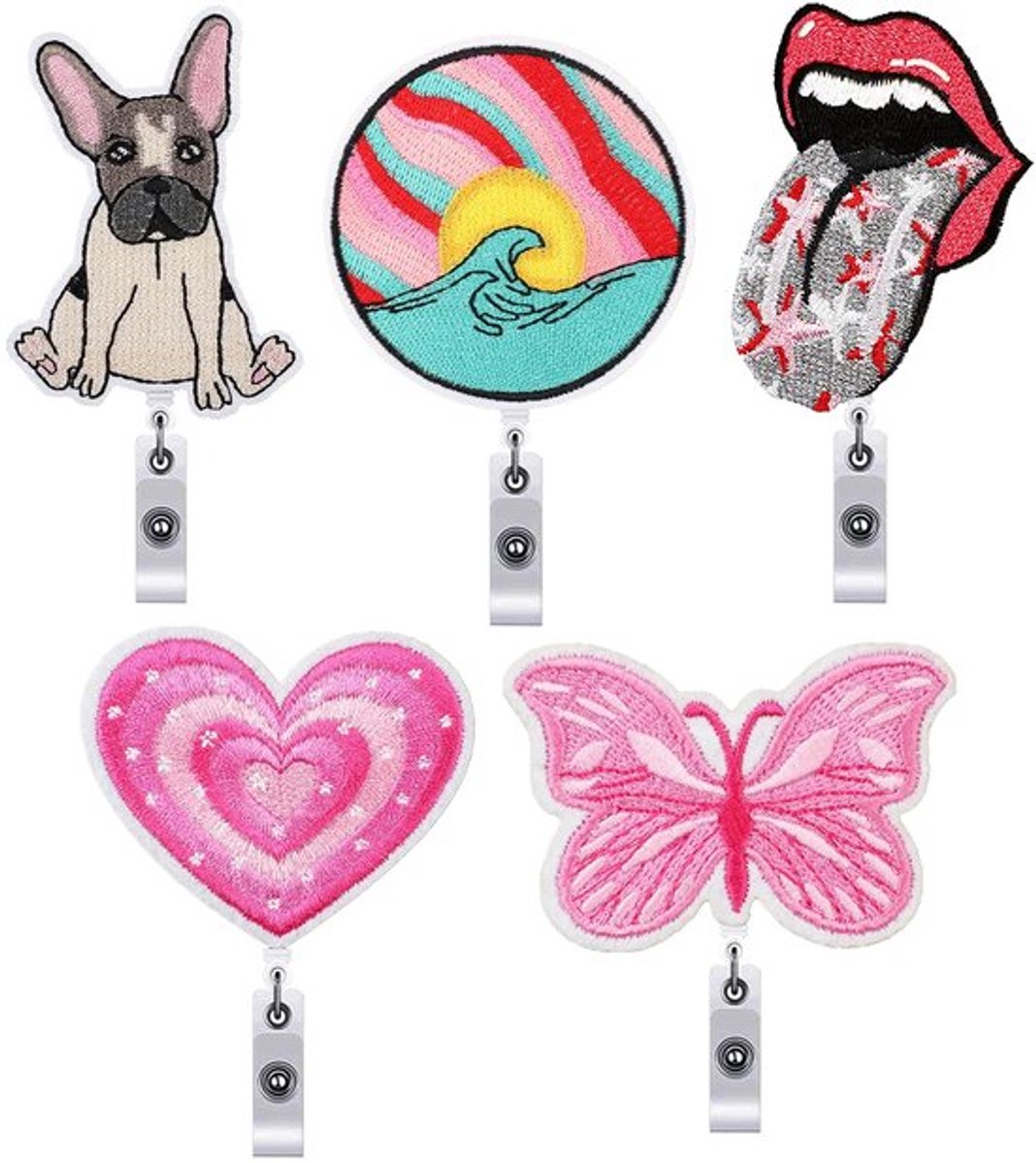 Store_9 - badgehouder - intrekbare badgehaspel - set van 5 - geschikt
