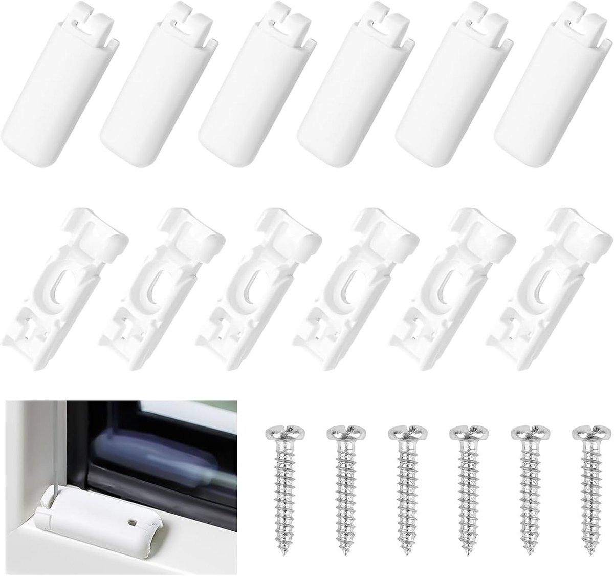 Plissé Onderdelen - Klemdragers Set - Raambekleding Repareren - Kunststof Materiaal - 12 Stuks - Wit