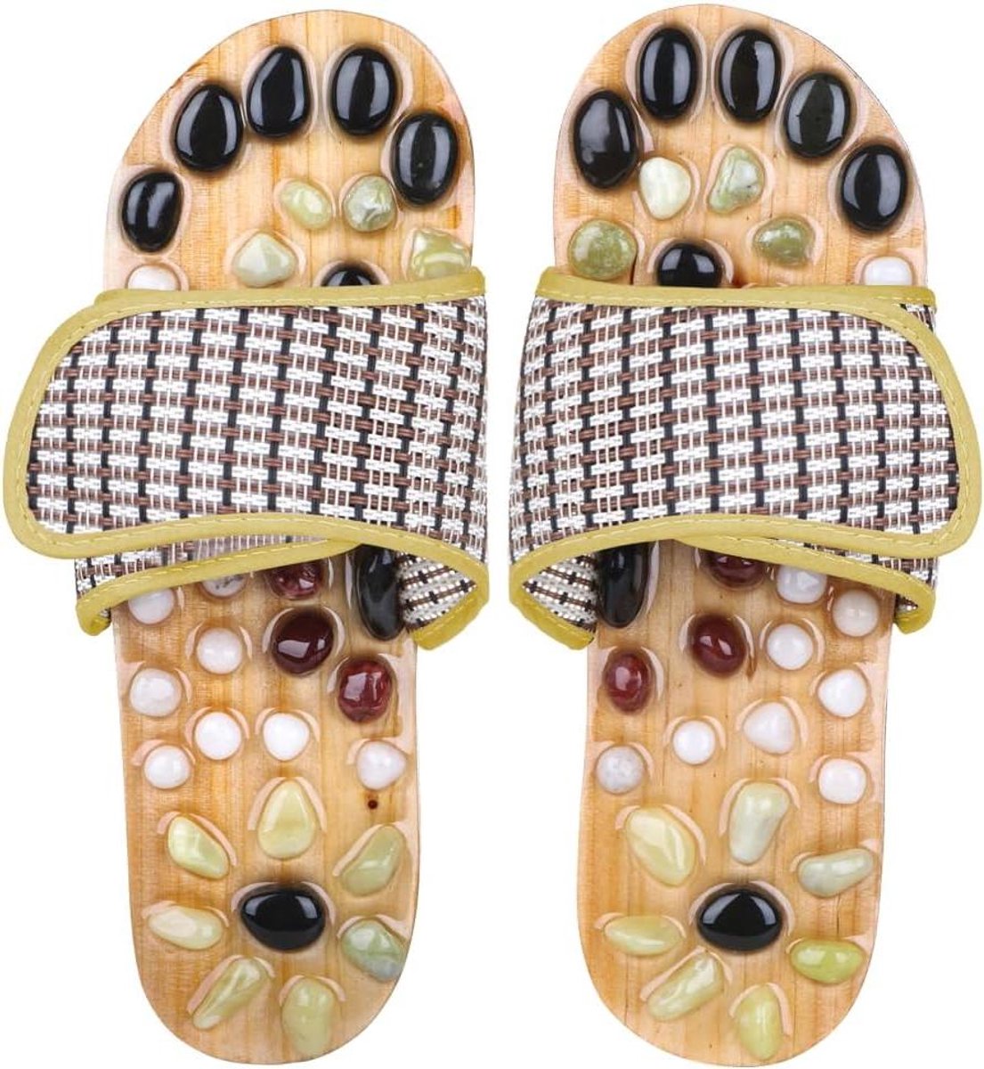 Massage Slippers - Reflexologie Sandalen - Voetmassage Ontspanning - Verstelbare Banden - 29.5 cm - Aarde Steen