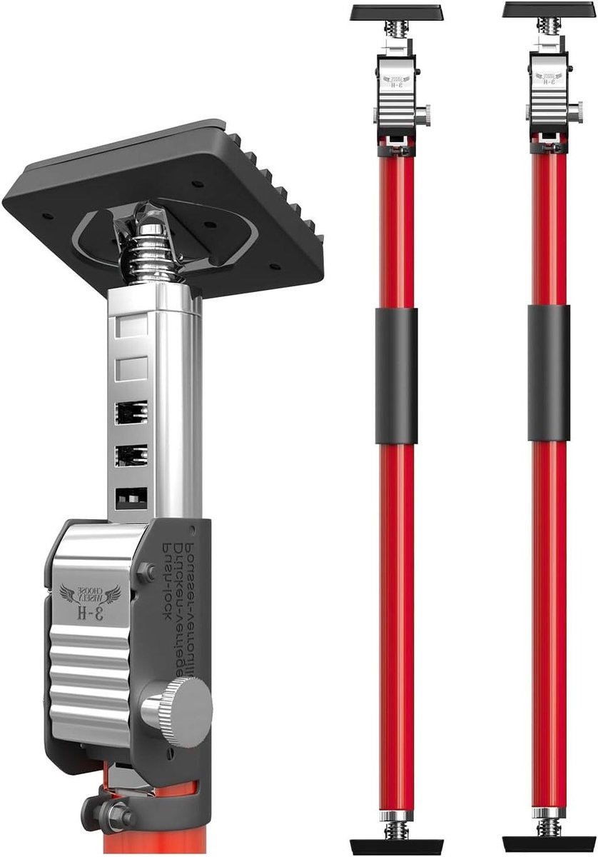 Telescoopstang - Montagesteun Deurspanner - Klus Hulp - Verstelbaar Kogelgewricht - 75-133 cm 2 stuks - Rood