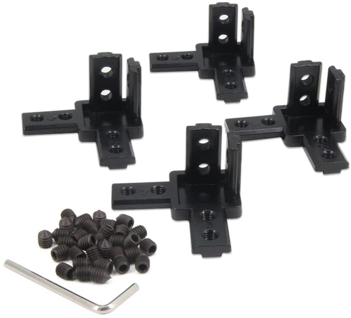 Hoekverbinder Aluminiumprofiel - T-sleuf Connector - 3D Printer Bouwen - 3-Weg Rechte Verbinding - 3030 Serie - Zwart