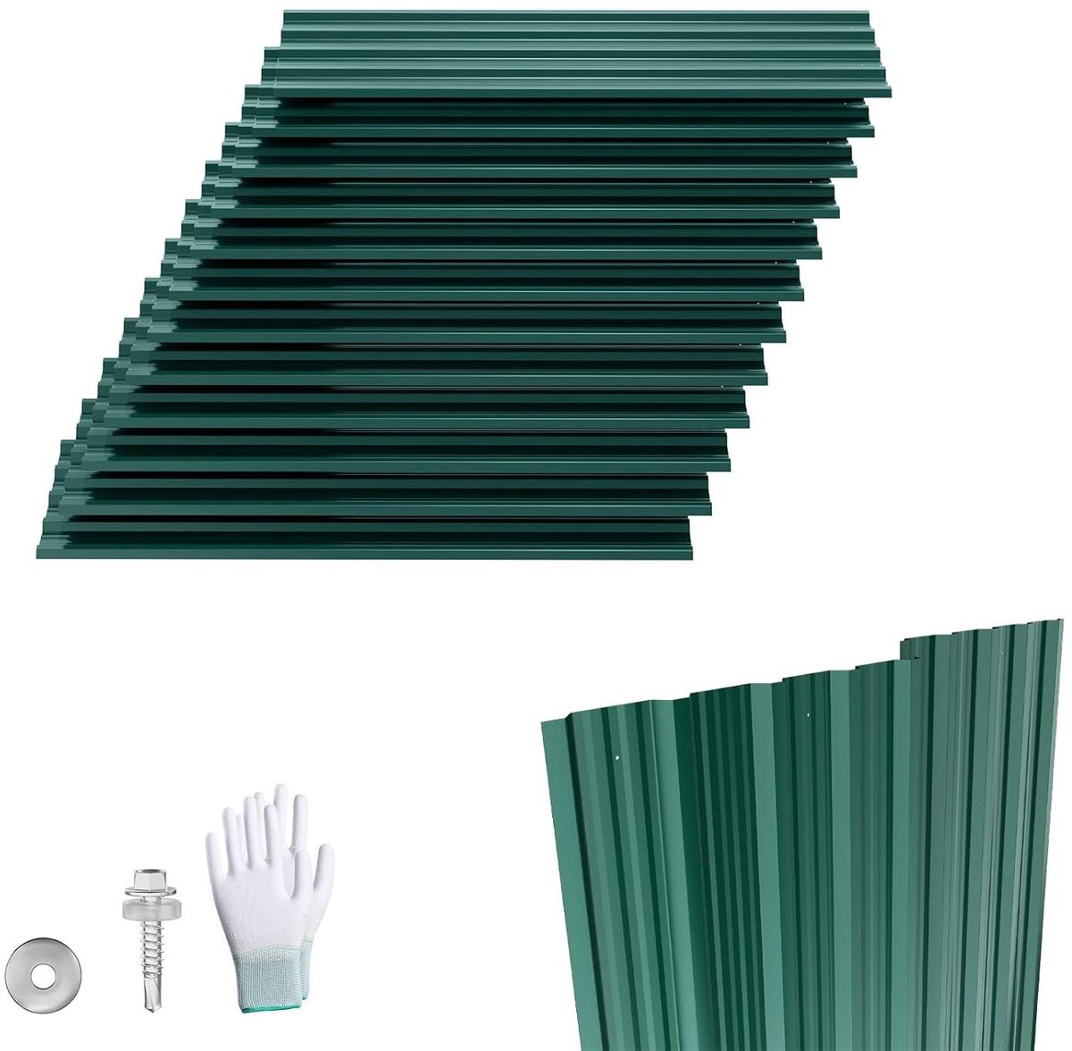 Dakplaten Golfplaat - Gegalvaniseerd Staal - Dakbedekking - Roestwerend - 129 x 45 cm - Groen