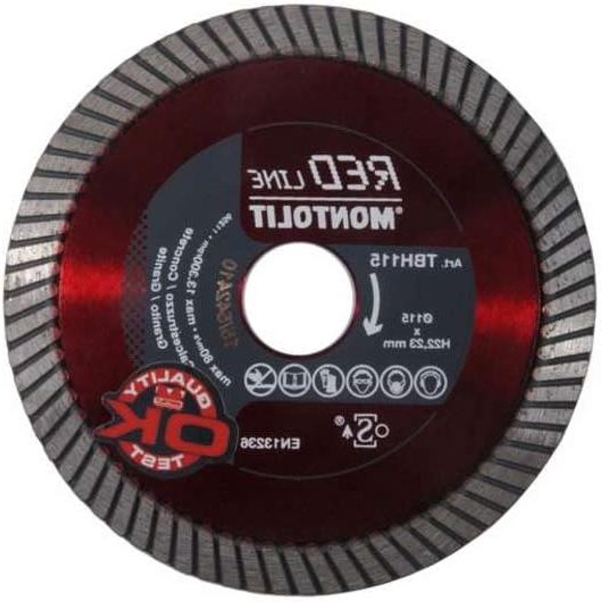 Diamantzaagblad - Doorslijpschijf - Graniet Zagen - Hoge Kroon - 115 mm - Rood