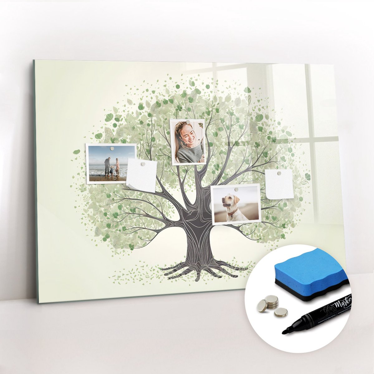 Tulup Whitebord - Grote boom natuur - 100 x 70 cm - Groente Magnetisch Bord Kind - Gratis 5 Sterke Magneten + Whiteboard Marker & Wisser - Organizer Muur - Magnetisch Wandbord - Planning Muur