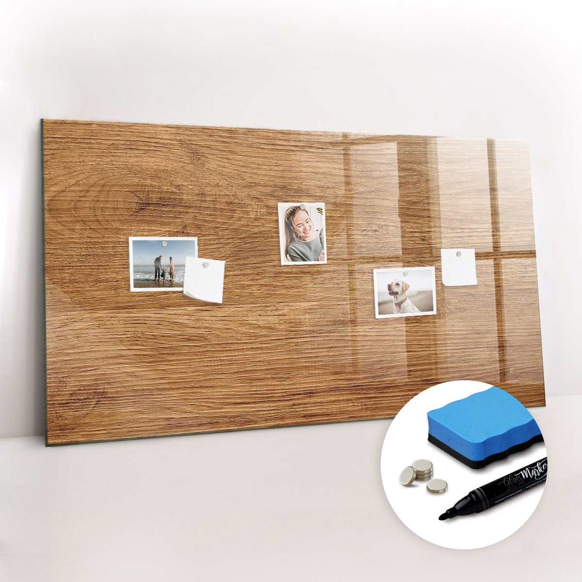 Tulup Whitebord - Licht hout - 120 x 60 cm - Bruin Foto Magneetbord - Gratis 5 Sterke Magneten + Whiteboard Marker & Wisser - Interieur Accessoires Kantoor - Magnetisch Bord - Ideeënbord Thuiswerkplek