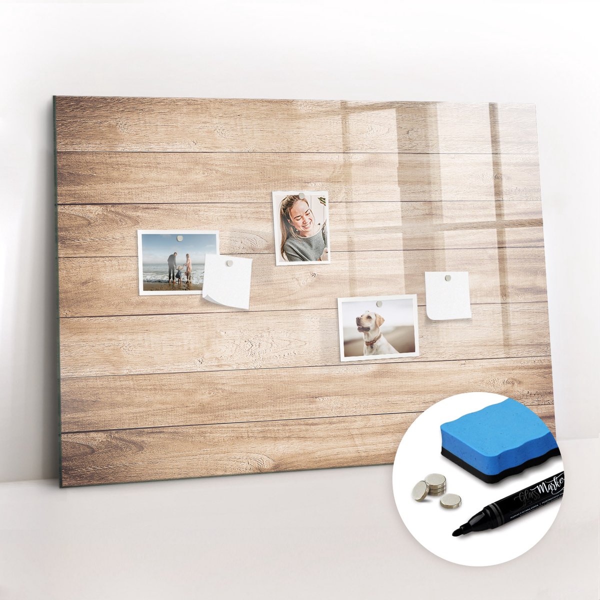 Tulup Whitebord - Houtstructuur - 100 x 70 cm - Bruin Magneetbord Design - Gratis 5 Sterke Magneten + Whiteboard Marker & Wisser - Organizer Muur - Memo Bord - Notitiebord Werkplek