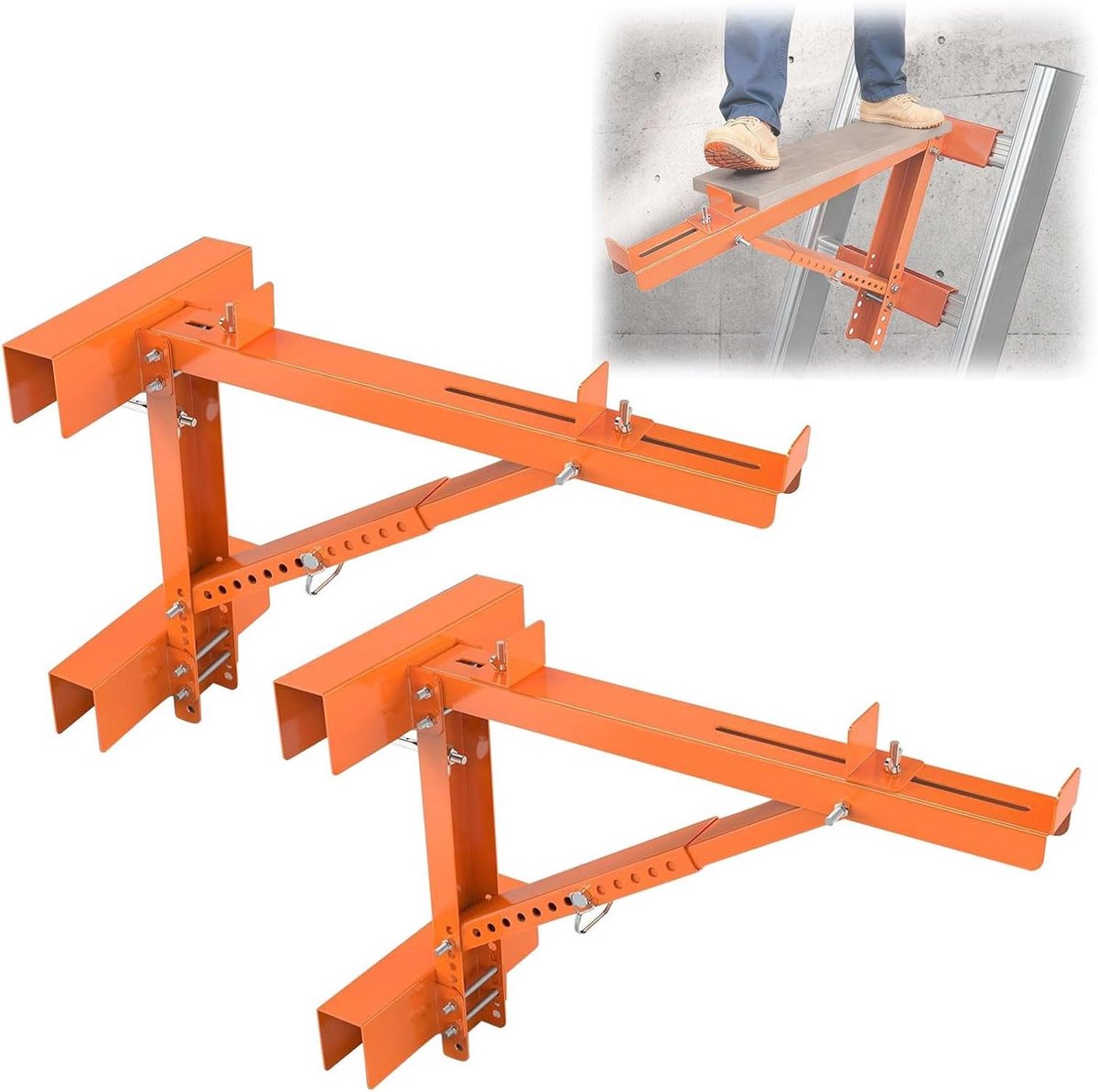 Ladder Jacks - Ladder Stabilizers - Veilig Werken - Verstelbaar Ontwerp - 250 lbs Capaciteit - Oranje