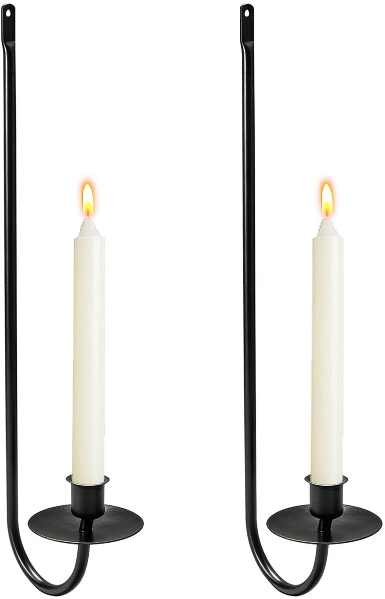 set van 2, metalen wandkandelaars voor taps toelopende kaarsen, moderne wanddecoratie voor boerderijen
