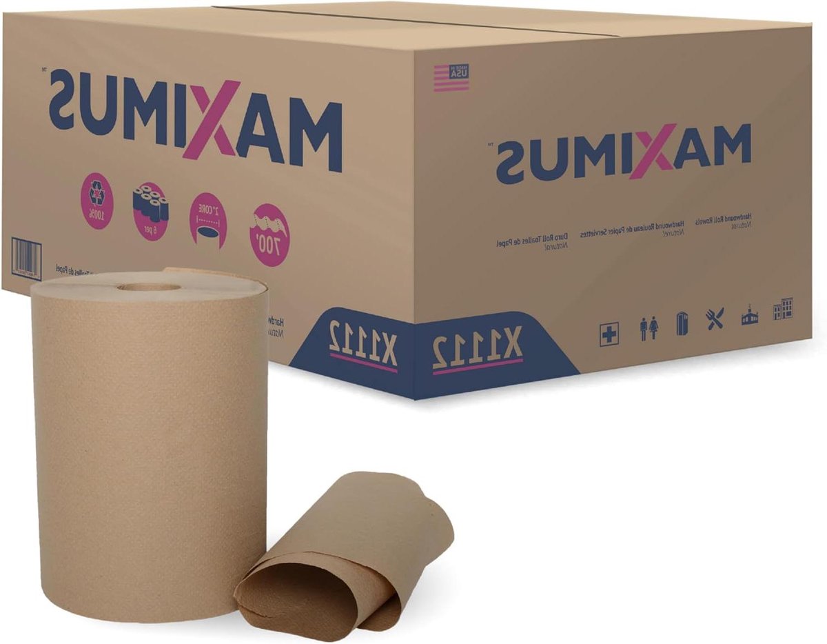 Papieren Handdoeken Rol - Keukenrol Tissues - Hygiënisch Werken - Hoge Absorptiekracht - 10 inch rol - Wit Bruin