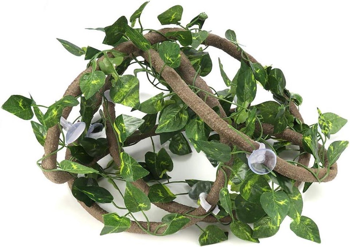 Buigbare Reptielen Wijnstok - Decoratieve Klimplant - Terrarium Inrichting - Realistisch Bladontwerp - 300 cm - Groen