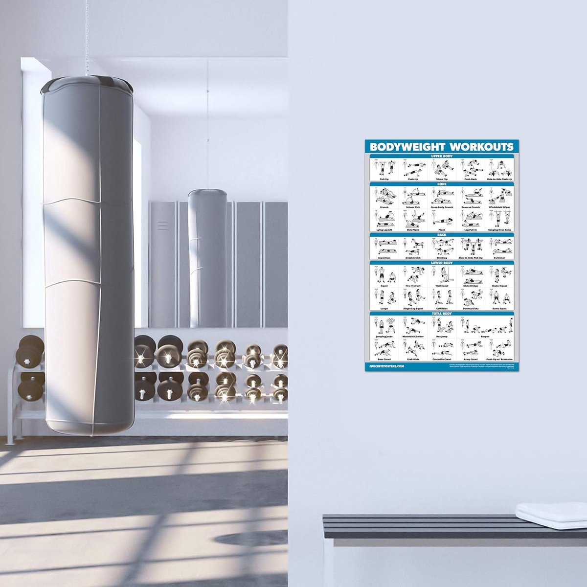 Oefeningen Workout Posters - Trainingsschema's Wandkaarten - Thuis Sporten - Set van 10 - 45x68 cm - Meerdere kleuren thumbnail 3