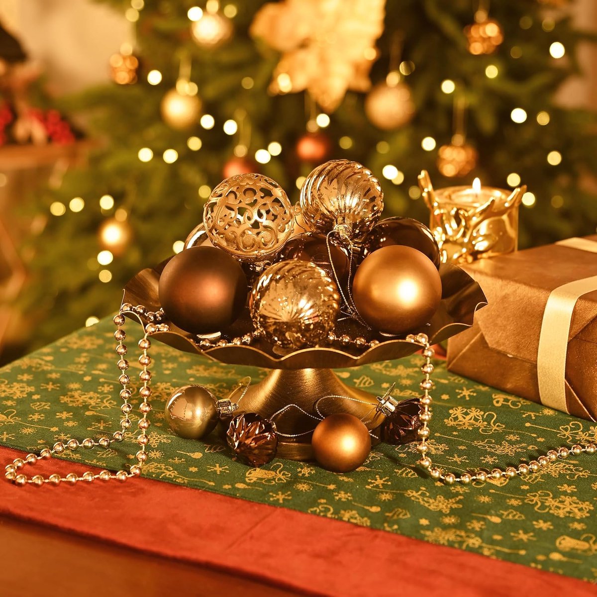 Kerstballen Set - Kerstdecoratie Ballen - Kerstboom Versieren - Origineel Design - 100 stuks - Brons en Goud – foto 3