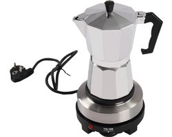 espressomachine, 300 ml mokkakan met mini-verwarmingsplaat, mokka-machine, klein koffiezetapparaat voor 6 kopjes, mini enkele kookplaat en espressokoker, elektrisch