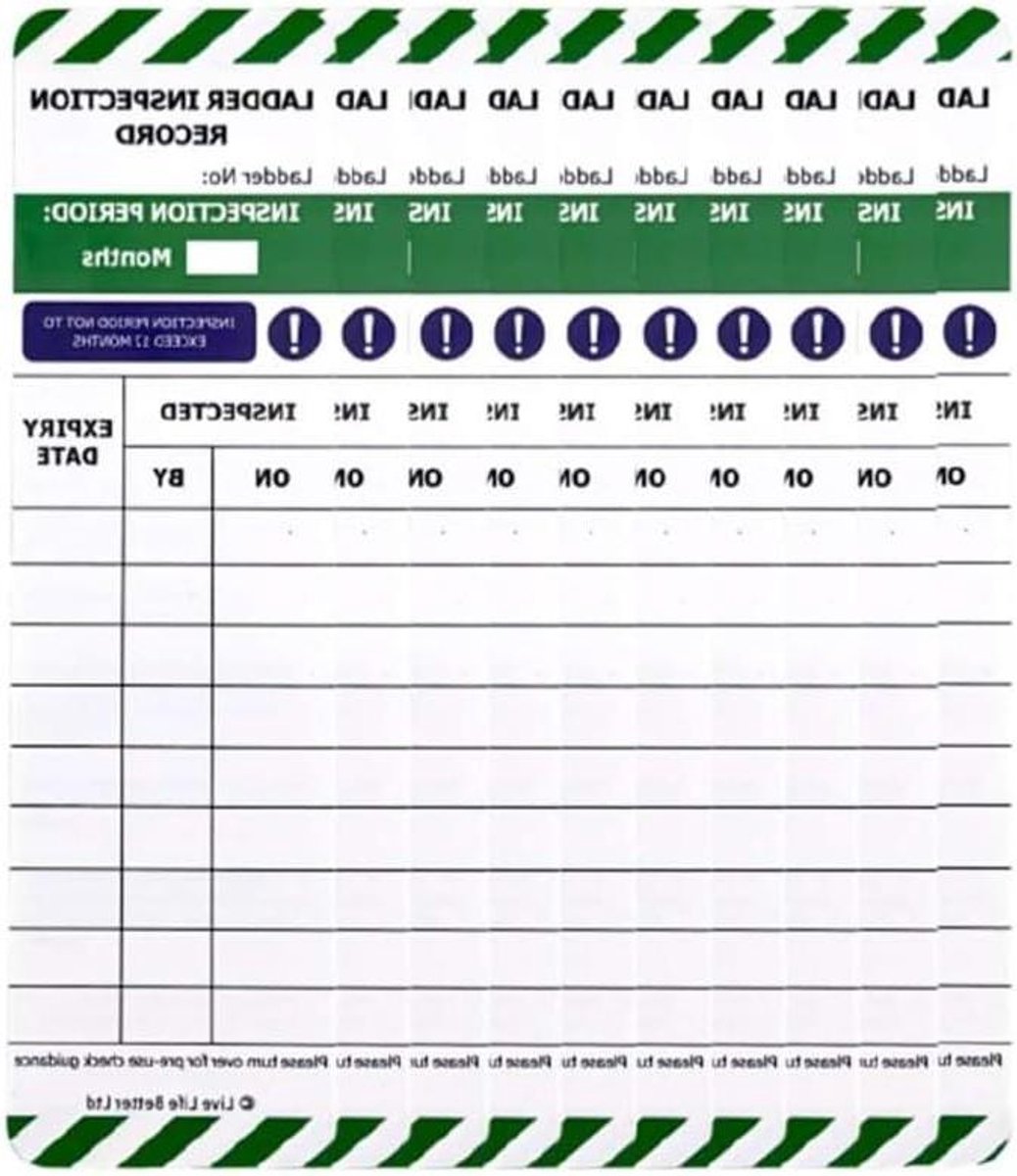 Ladder Veiligheidslabels - Ladder Inspectie Tags - Veiligheid Controleren - HSE-Compliant Ontwerp - 10 Stuks - Wit