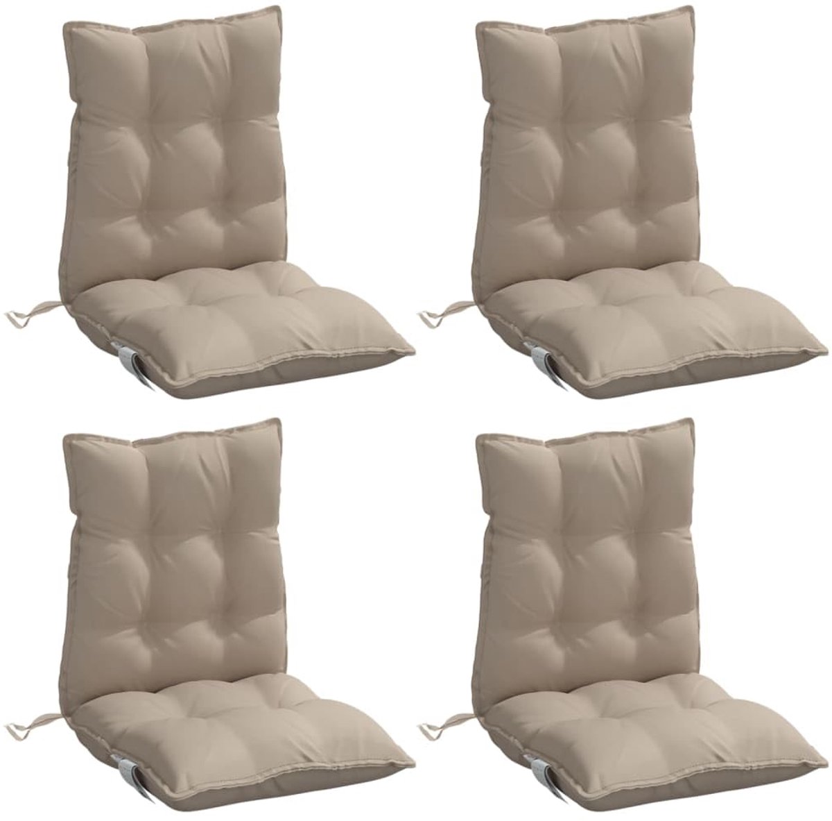vidaXL Stoelkussens 4 st lage rug oxford stof taupe, tuinstoelkussen, tuinkussen, tuinmeubelkussen, buitenkussen, terraskussen, zitkussen