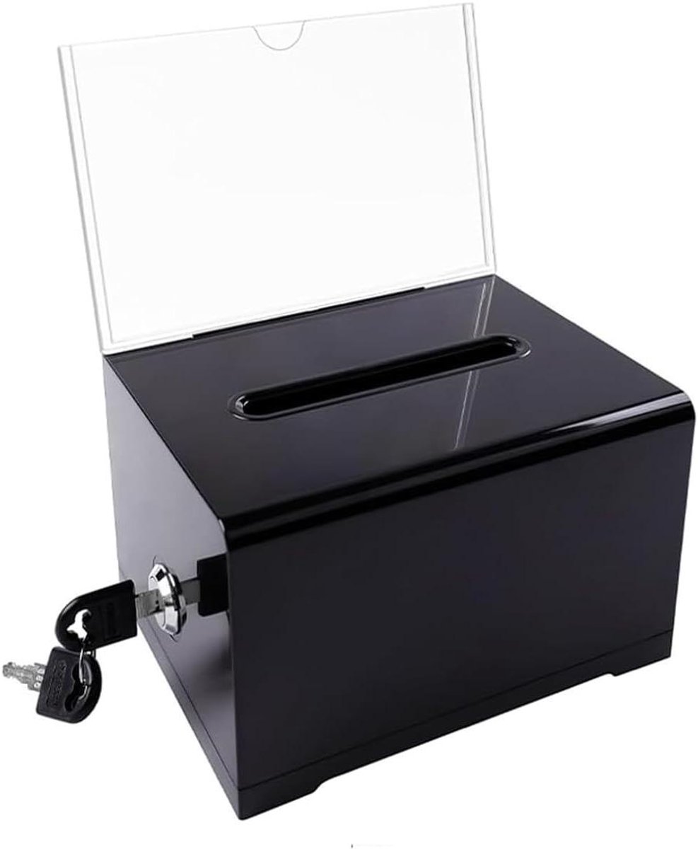 Geldlade met slot - Donatiebox Suggestiedoos - Veilig Inzamelen - Stevige Acryl Constructie - 15.7 x 11.5 x 10.2 cm