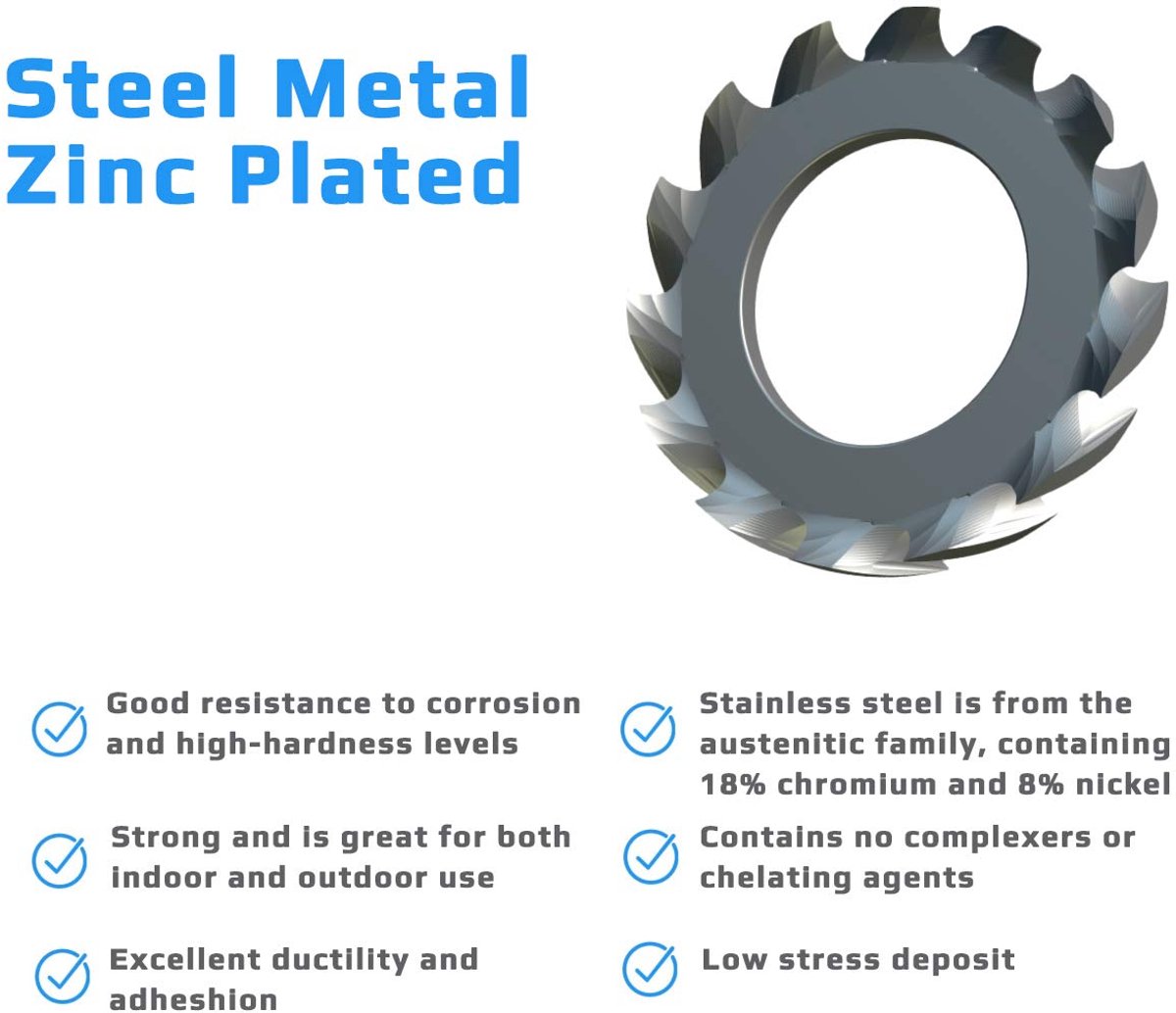 Getande Sluitringen (pak van 25) Verzinkt Gelegeerd Staal Ringen Externe Getande Pakking Getande s Tandborgring DIN 6798 (10.5mm 18mm)