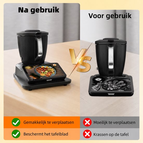 Schuifplank Voor Keukenmachine - Met Wielen - Beschermt Werkblad - Zwart — afbeelding 4