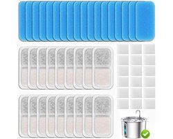 36 Stuks Pet Drinkfontein Filters - Filters voor Waterfontein voor Huisdieren - 18 Vervangende Filtercartridges, Vervangende Voorfiltersponzen en Pompfiltersponzen - Geschikt voor Compatibel met Oneisall Pwf-001 (2l/67oz) Drinkfonteinen