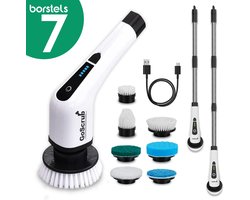 GoScrub® Cleaning King V1 - Elektrische Schoonmaakborstel – Elektrische Schrobber - Schrobborstel – voor badkamer of keuken – Schrobber Met Steel - 9 opzetstukken