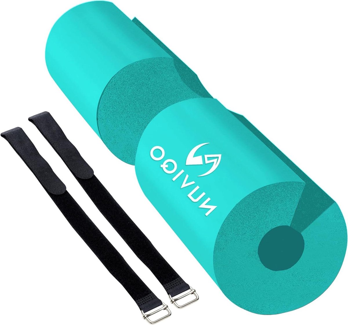 Barbell Pad - Squat Pad Heupstuwkracht Pad - Krachttraining Comfort - Met Twee Veiligheidsriemen - 43 cm Lengte - Cyaan
