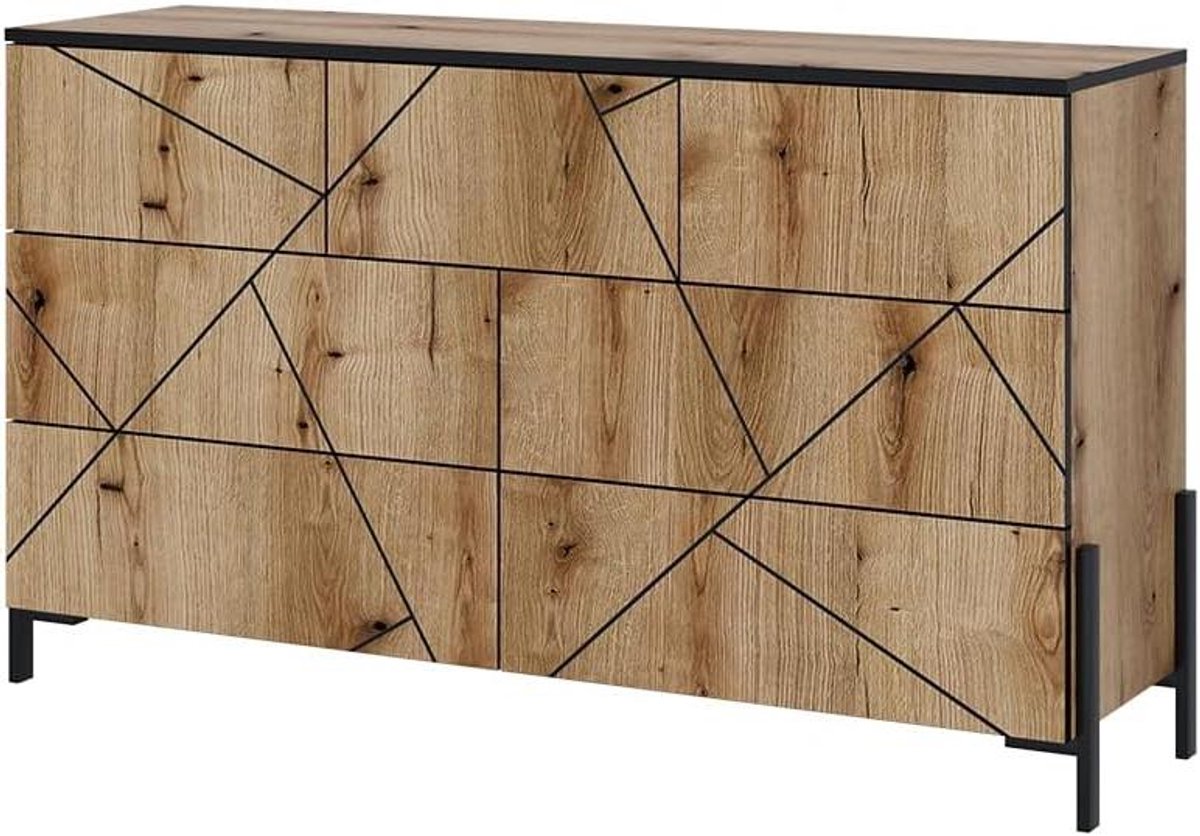 Dressoir met 7 laden - Commodekast Ladeblok - Opbergen van spullen - Push-to-open systeem - 140 x 80 cm - Eiken