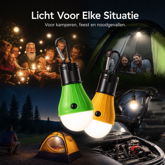 BOTC LED Campinglamp Set 4 Stuks - Kampeerlamp op Batterijen - Waterbestendige Campinglantaarn - Dimbaar - Tentlamp - Noodverlichting voor Camping & Stroomuitval - Zwart — afbeelding 5