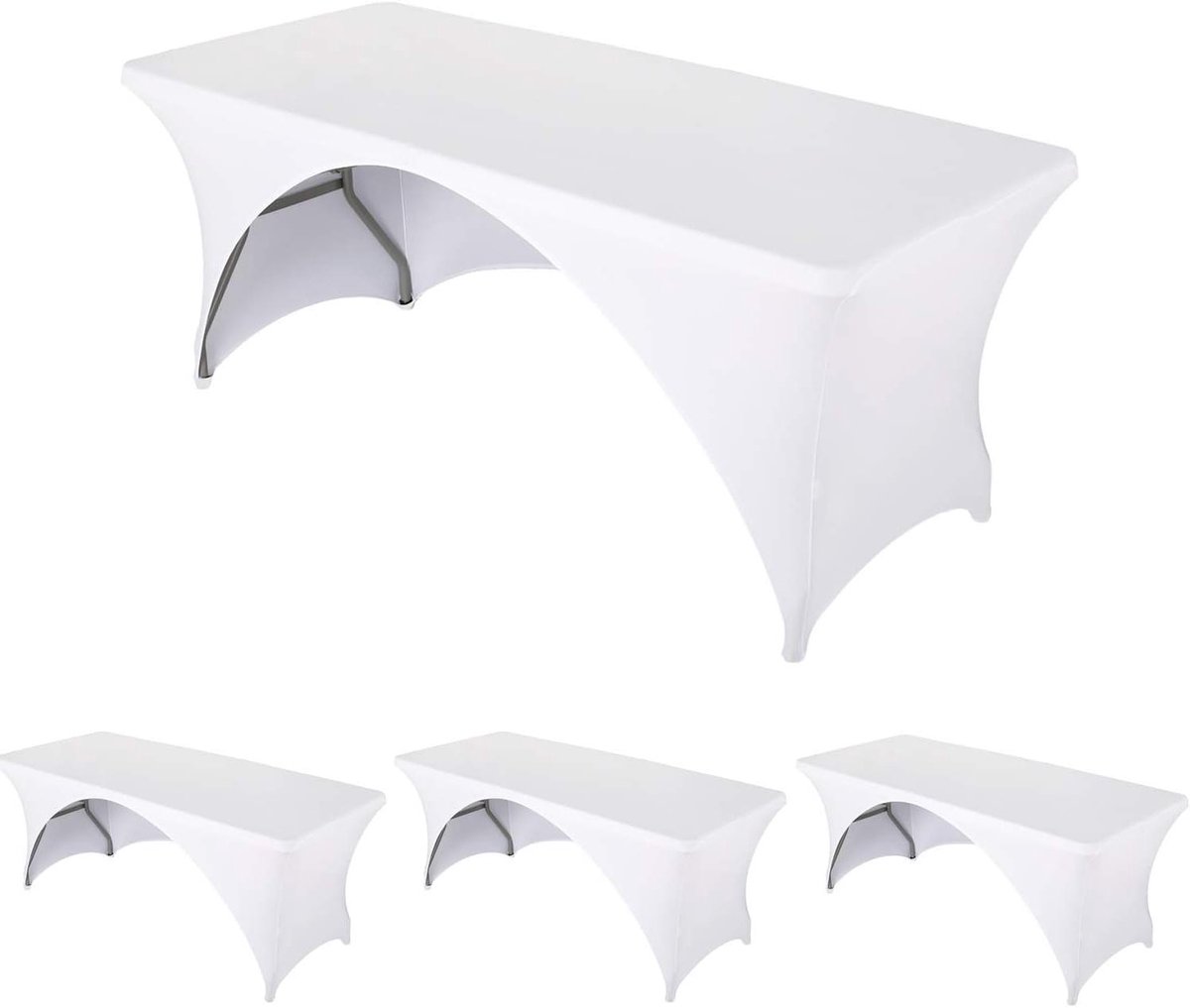 Spandex Tafelhoezen - Stretch Hoezen - Feestelijke Decoratie - Duurzaam Materiaal - 4 Stuks 1.8m - Wit