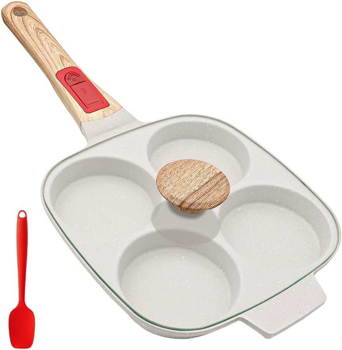 Eierpan met Deksel - Koekenpan Omelet - Ontbijt Maken - Vierkante Vorm - 21 cm - Wit