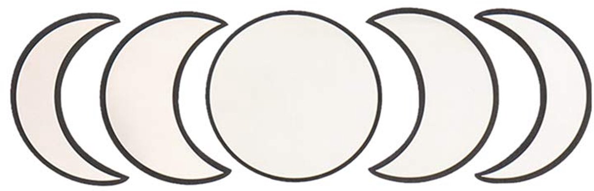 Spiegels, Acryl Maanfase Spiegels Boheemse Wanddecoratie met Houten Framestickers voor Thuisgebruik (BLACK)